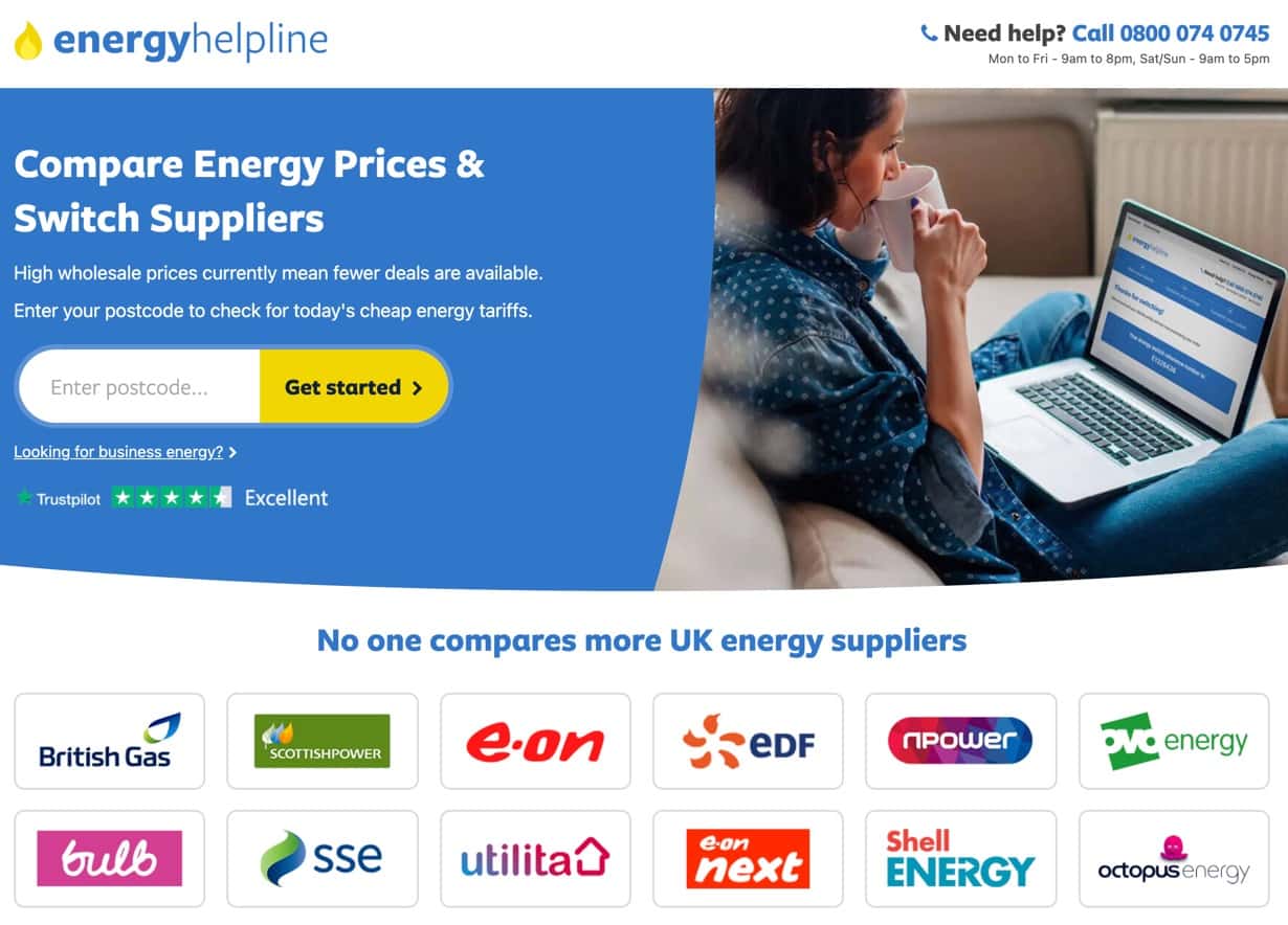 Energy Helpline online dual fuel deal comparison website