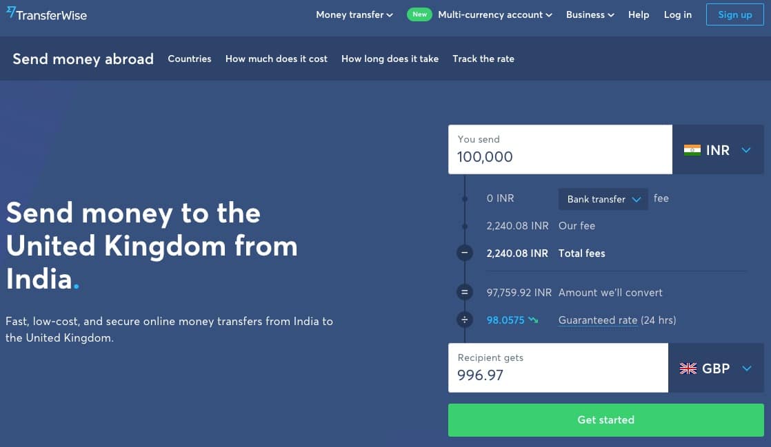 Online money transfer from India to UK with TransferWise