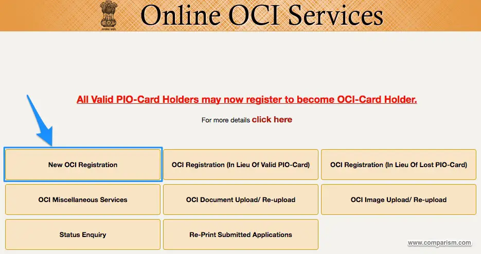 New OCI Registration Application