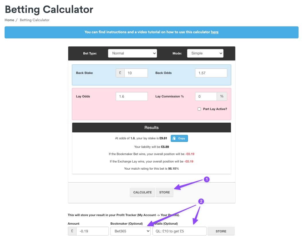 how to store profit from betting calculator in profit accumulator