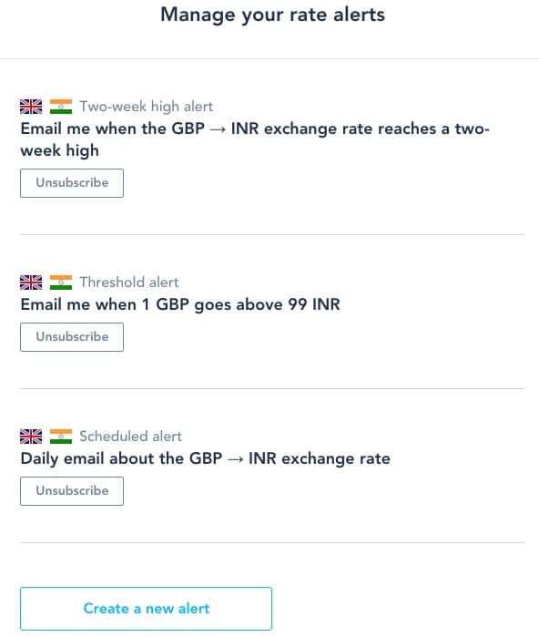 Transferwise GBP to INR Exchange Rate Alerts