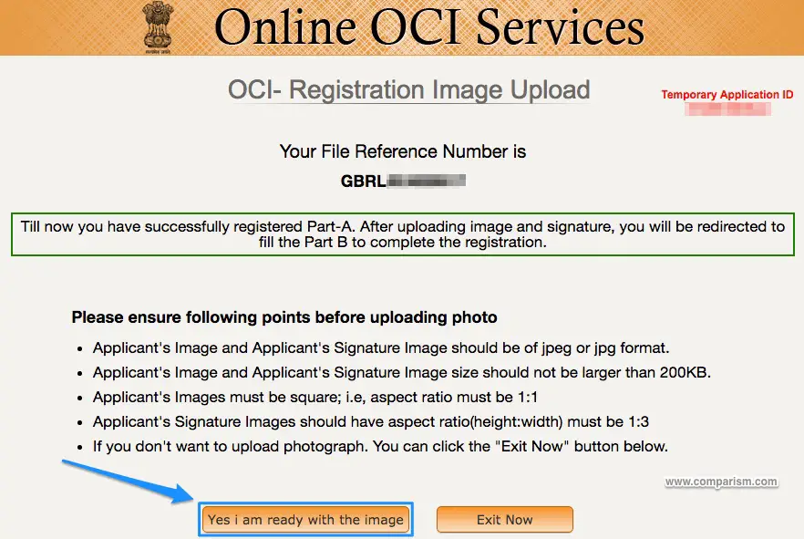 Upload Photo for OCI Registration Form [OCI Step 6]