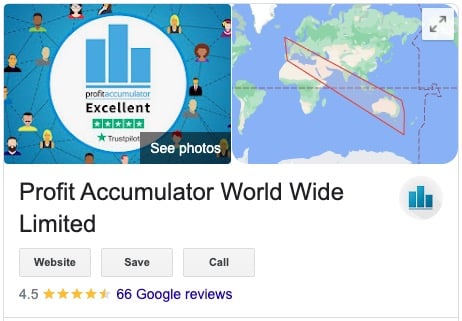 Google reviews rating for ProfitAccumulator matched betting site